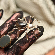 Vintage Hallmarked Native American Sterling Silver Onyx Spider Pin, E. Spencer Sterling, 2 1/4"