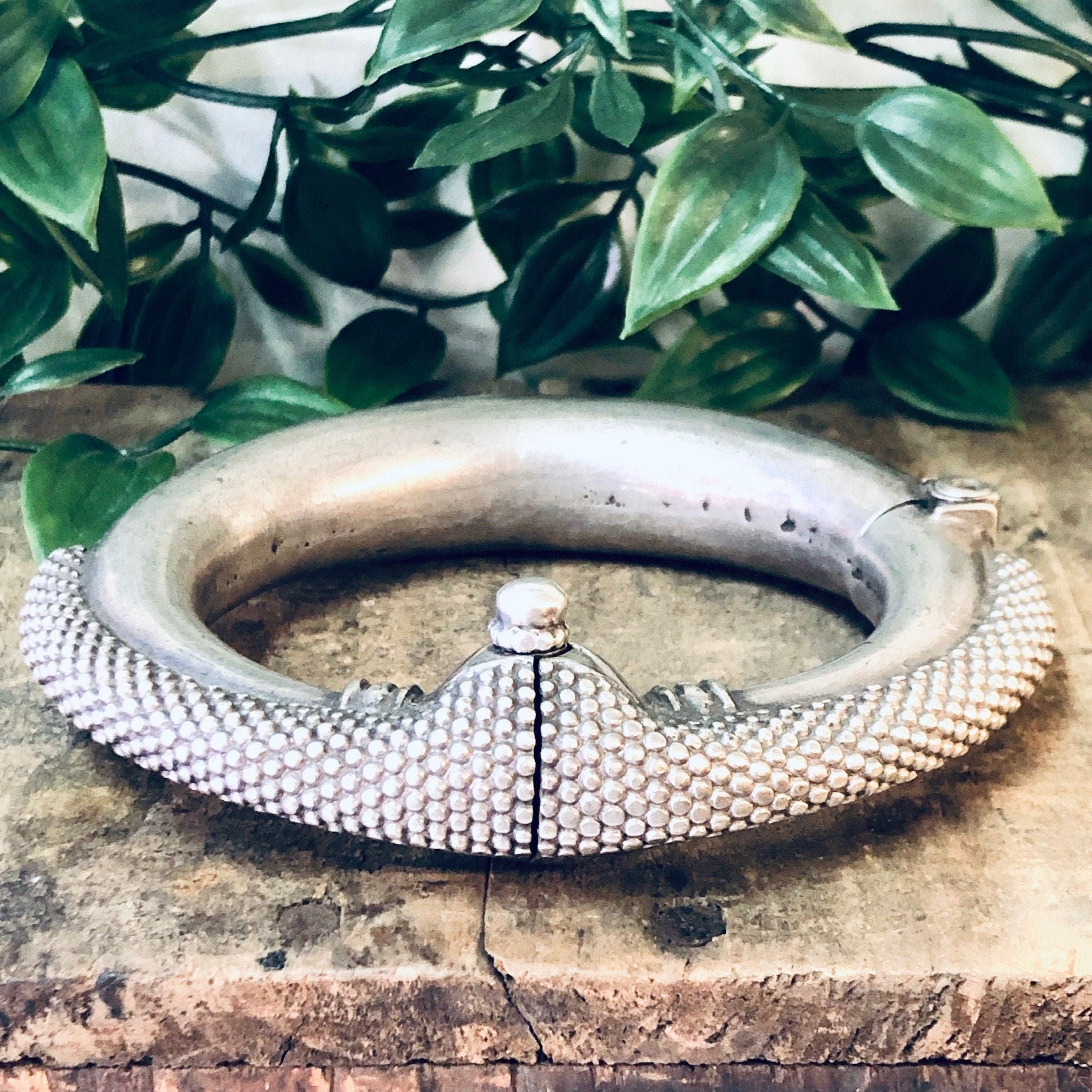 Vintage Anklet, India Silver, Large Anklet, Hinged Bangle, Vintage Jewelry, Textured Silver, Statement Jewelry, Unique Bracelet, 800 Silver
