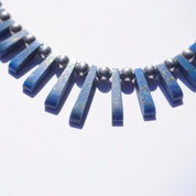 Vintage Lapis Lazuli And Silver Beaded Choker Necklace, Beaded Collar With Accent Stones, Unique Lapis and Silver Choker, 925 Jewelry