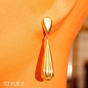 Vintage 14K Gold Puff Stud Dangle Earrings, Polished Yellow Gold, Ornate Dangle Earrings, Lightweight, Elegant, 585 Accessories