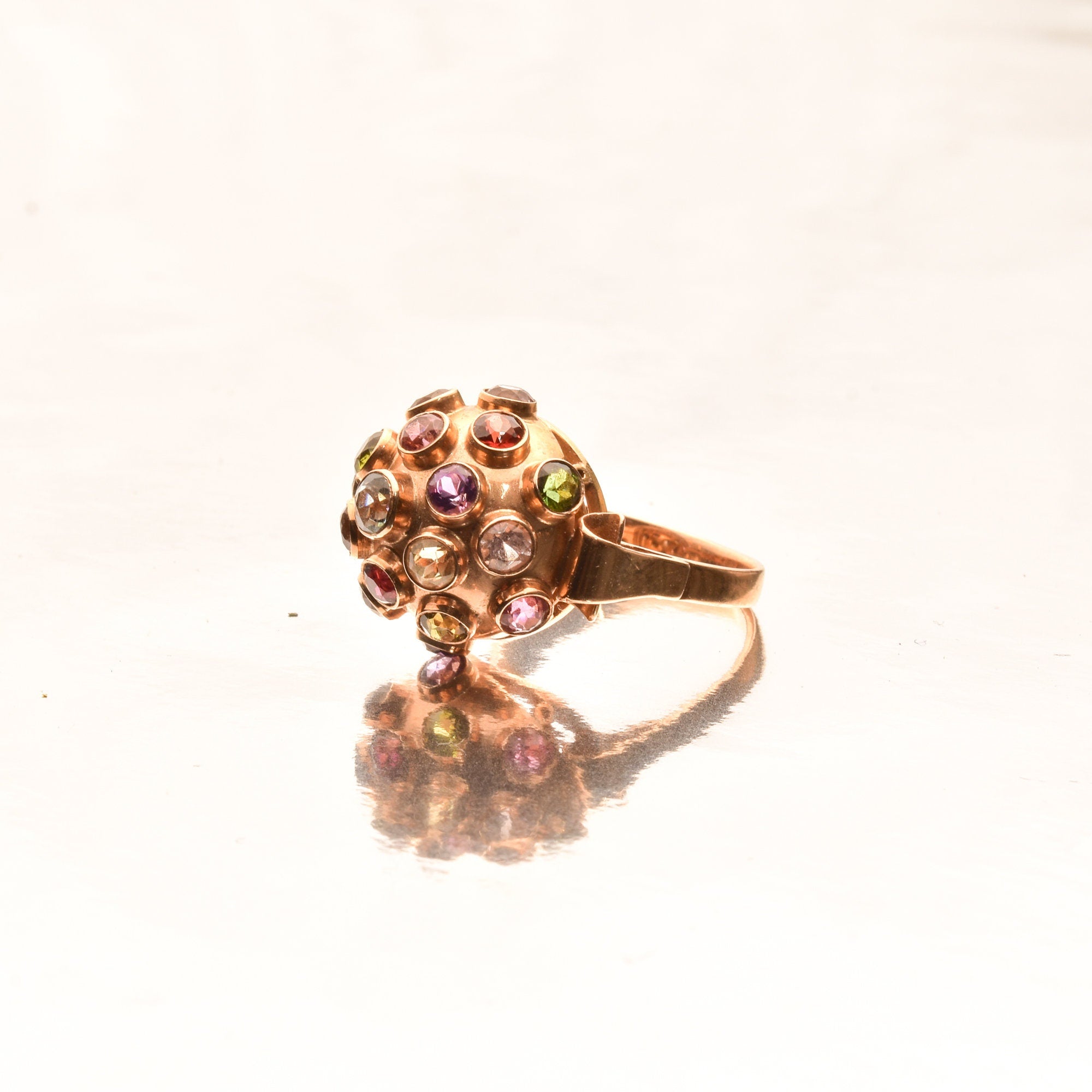 Multi-Gemstone Sputnik Ring In 18K Yellow Gold