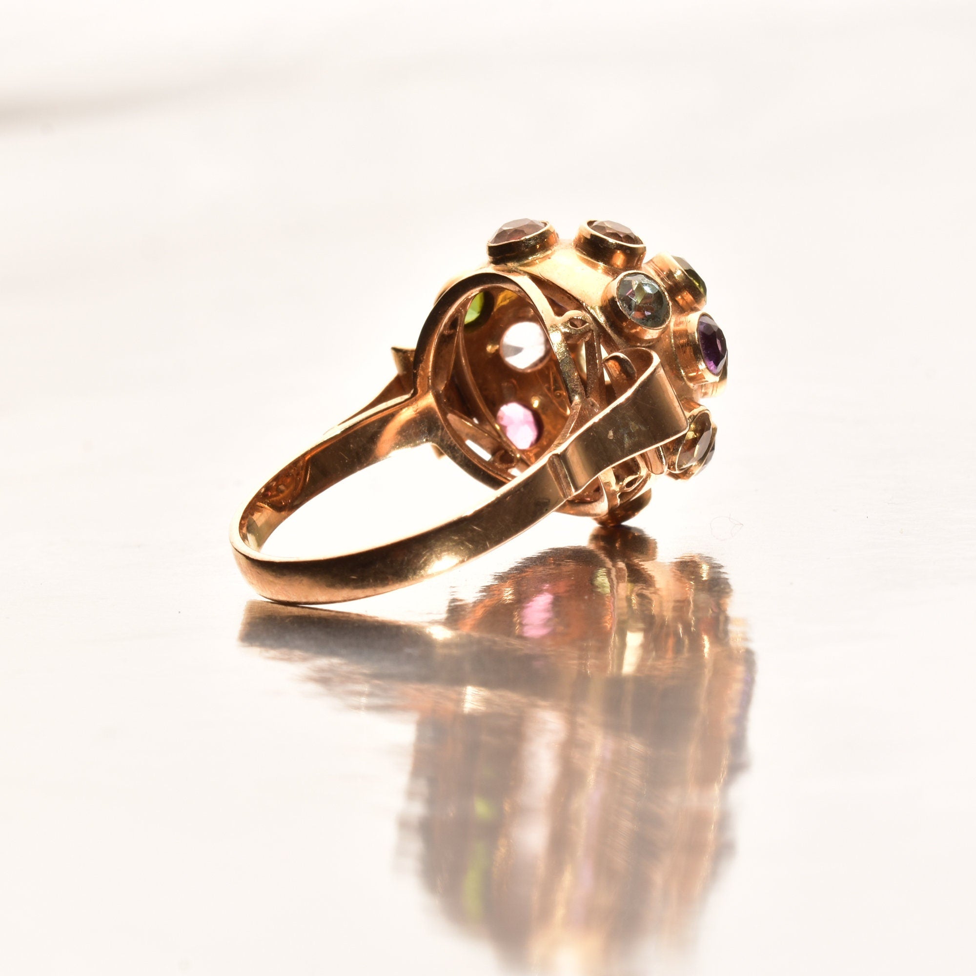Multi-Gemstone Sputnik Ring In 18K Yellow Gold