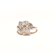 Elegant Two-Diamond Cocktail Ring In 14K White Gold, Textured Stamped Design, .30 TCW, Estate Jewelry, 4 1/2 US