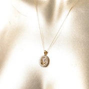 Elegant 10K Diamond Pave Flower Necklace, Two-Tone Diamond Halo Pendant, Art Deco Revival, Estate Jewelry, 19" L