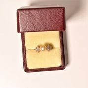 Art Deco Two-Tone Pearl Diamond Accent Ring In 18K Gold