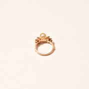 Art Deco Two-Tone Pearl Diamond Accent Ring In 18K Gold