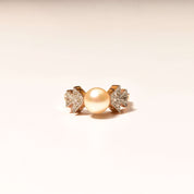 Art Deco Two-Tone Pearl Diamond Accent Ring In 18K Gold