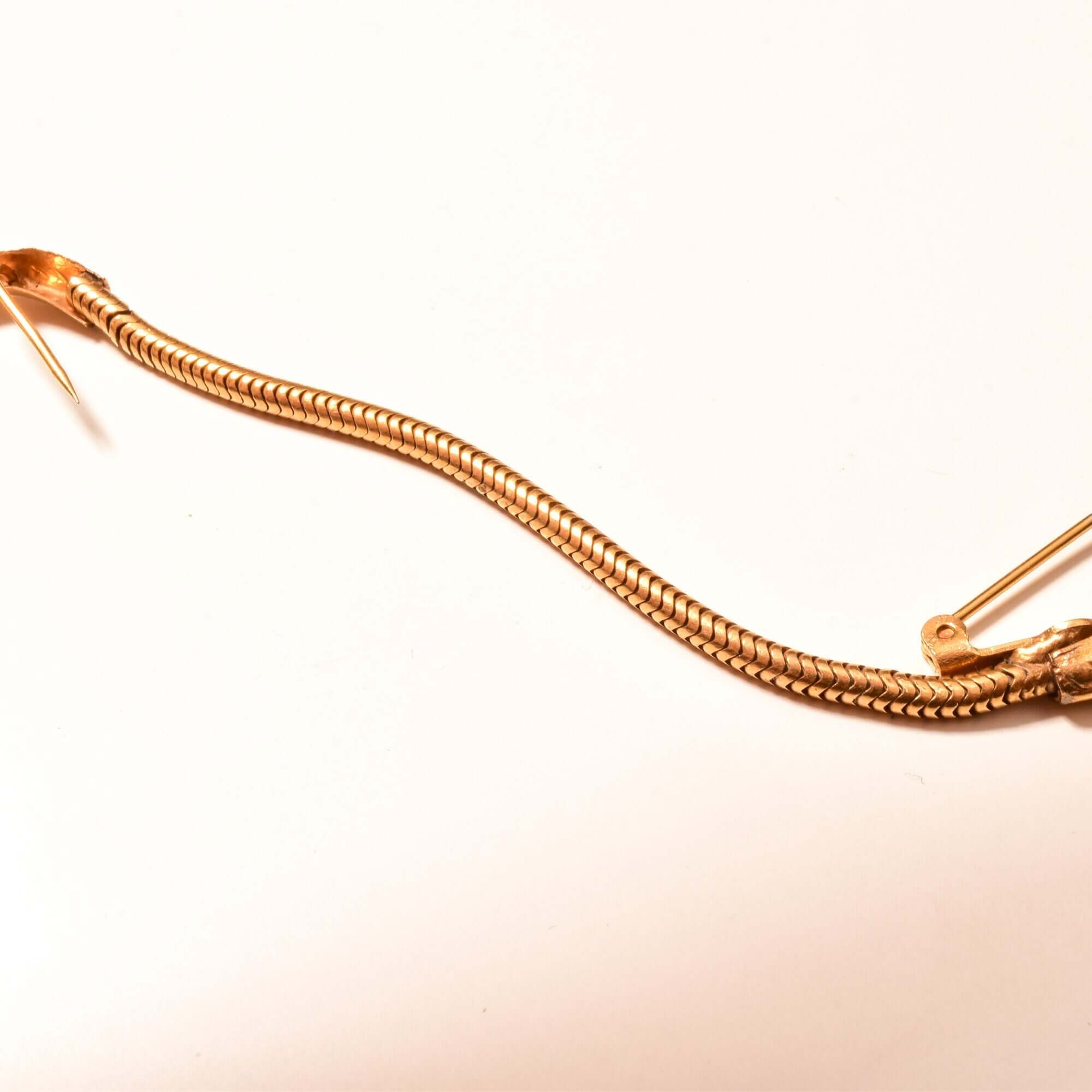 Gold Filled Serpent Snake Chain Tie Pin, Blue Jeweled Eyes, Vintage Sweater-Clip, Estate Jewelry, 9.5cm