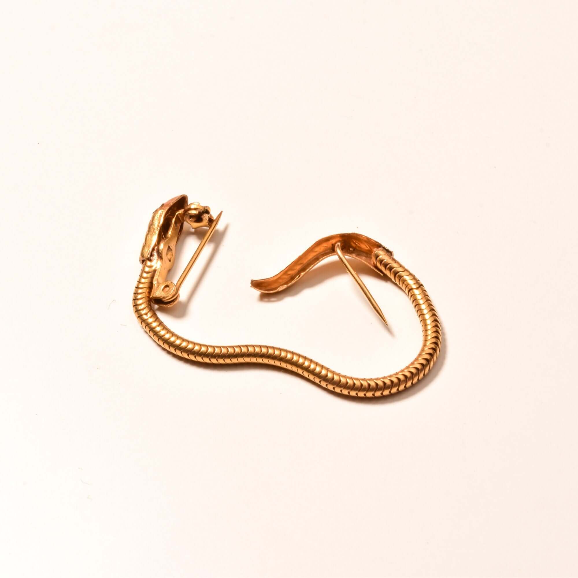 Gold Filled Serpent Snake Chain Tie Pin, Blue Jeweled Eyes, Vintage Sweater-Clip, Estate Jewelry, 9.5cm