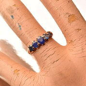 Antique Five-Stone Natural Sapphire Ring In 14K Gold, Half-Eternity Engagement Ring, Estate Jewelry, 7 US - Good's Vintage