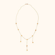 Elegant 14K Citrine Station 3-Tassel Choker Necklace, Minimalist Bezel-Set Drop Necklace, Ladies Gold Chain, 16" L
