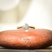 OEC Diamond Engagement Ring In 14K Gold, 5/8 CT Milgrain Bezel-Set Diamond Solitaire, Estate Jewelry, 5 1/2