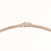 Modernist Italian Sterling Silver Fringe Collar Necklace, Textured Design, Cleopatra Style, 925 Italy, 16" L
