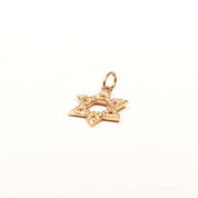 Modernist 14K Star Of David Pendant, Textured Yellow Gold Pendant, Vintage Judaica Jewelry, 30mm