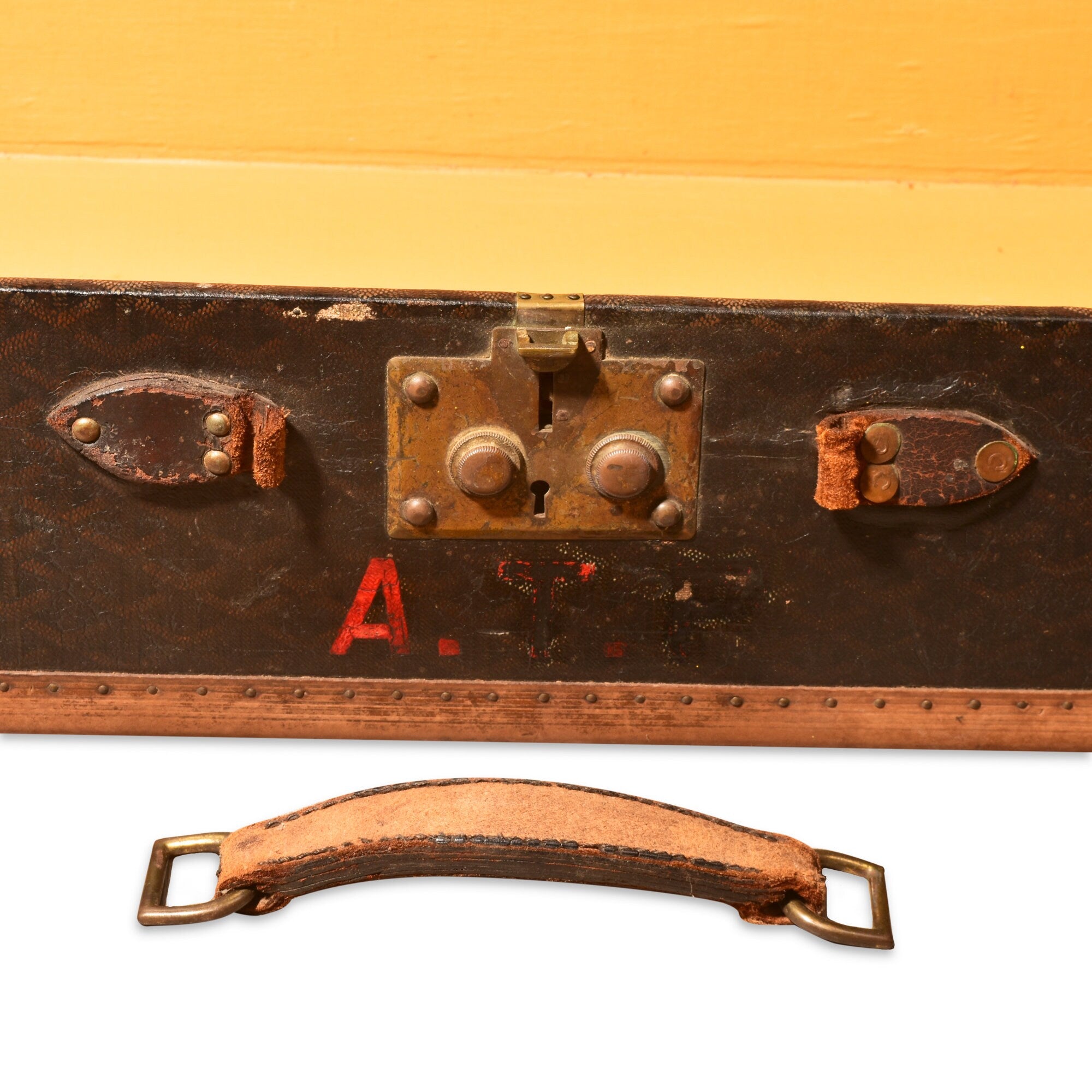 Antique Original Goyard Wanamaker Hard Suitcase Monogram Trunk w/ Original Tray, Shipping Included