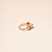 Art Deco Two-Tone Pearl Diamond Accent Ring In 18K Gold