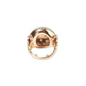 Estate 14K Enamel Diamond Cluster Dome Ring, Baby Blue Gingham Pattern Bombe Ring, Van Cleef Style, 3 1/2-5 US