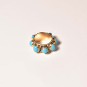 Etruscan-Style 14K Turquoise Cabochon Cigar Band Ring