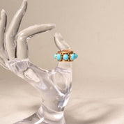 Etruscan-Style 14K Turquoise Cabochon Cigar Band Ring