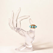 Etruscan-Style 14K Turquoise Cabochon Cigar Band Ring