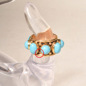 Etruscan-Style 14K Turquoise Cabochon Cigar Band Ring