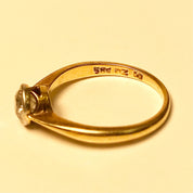 OEC Diamond Engagement Ring In 14K Gold, 5/8 CT Milgrain Bezel-Set Diamond Solitaire, Estate Jewelry, 5 1/2