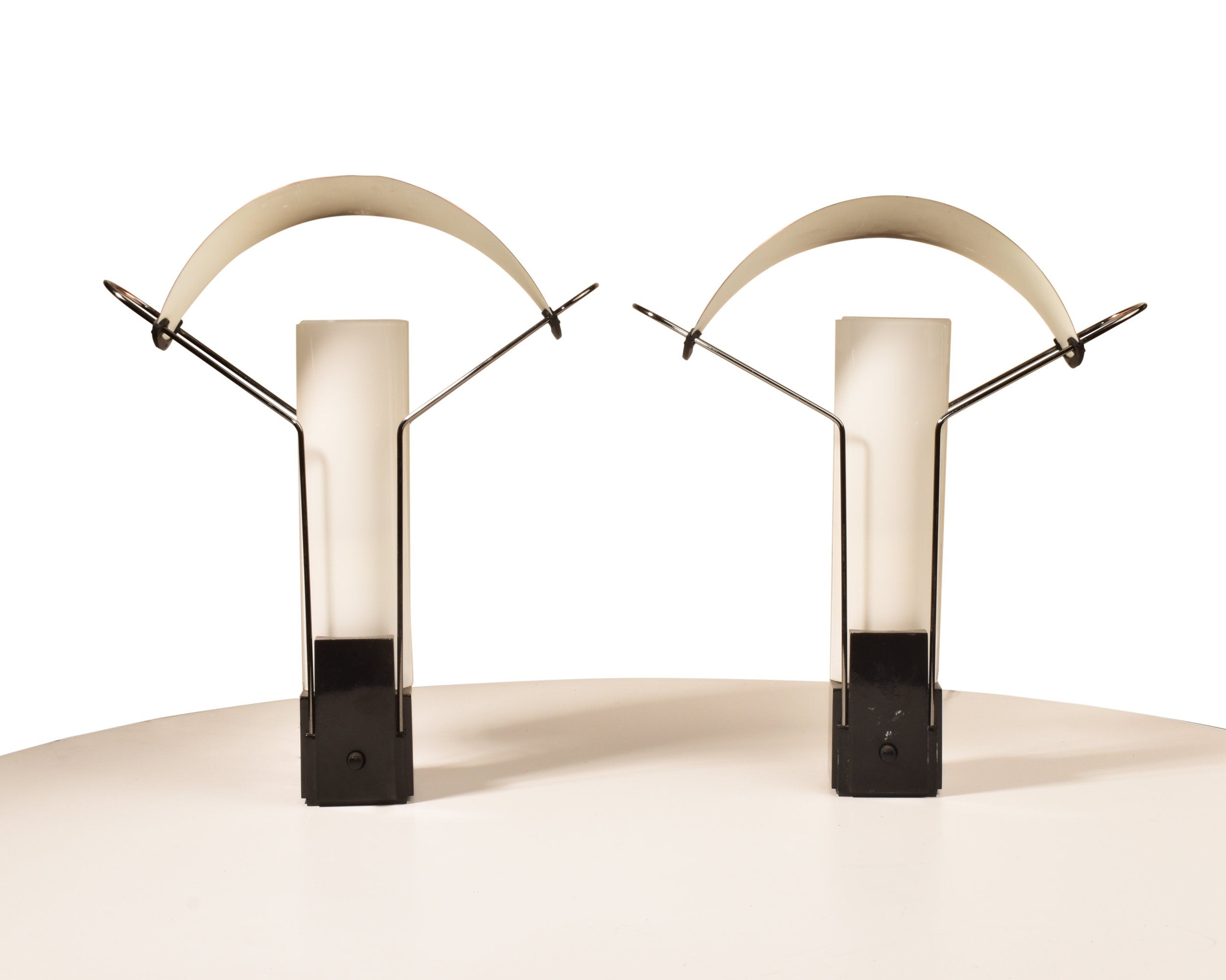 Original 1980's Arteluce "Palio" Dimmer Table Desk Lamp Pair Set, Copper Shade, Made in Italy, Working, 16" H - Good's Vintage