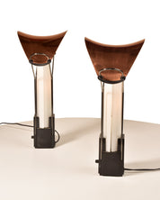 Original 1980's Arteluce "Palio" Dimmer Table Desk Lamp Pair Set, Copper Shade, Made in Italy, Working, 16" H - Good's Vintage