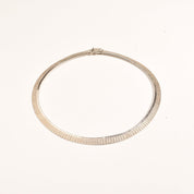 Modernist Italian Sterling Silver Fringe Collar Necklace, Textured Design, Cleopatra Style, 925 Italy, 16" L