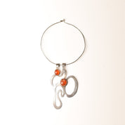 Abstract Modernist Sterling Silver Amber Pendant Collar Necklace, Large Cutout Pendant, Flex Wire Collar, 14" L
