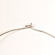 Abstract Modernist Sterling Silver Pendant Necklace, Large Cutout Cabochon Pendant, Flex Wire Collar, 14" L
