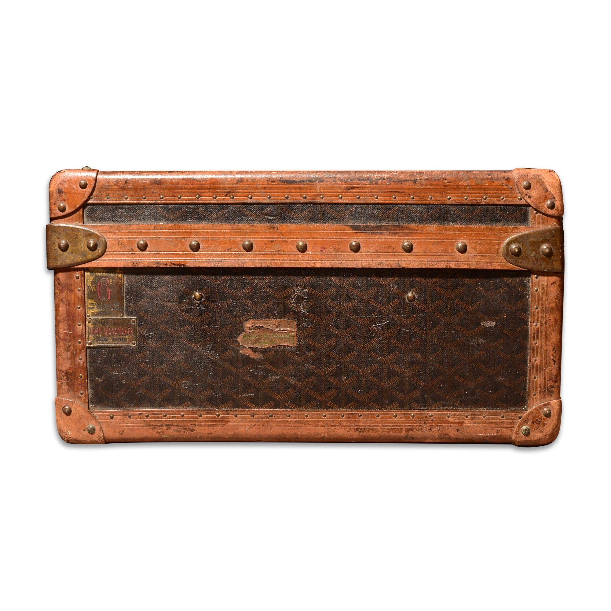 Antique Original Goyard Wanamaker Hard Suitcase Monogram Trunk w/ Original Tray, Shipping Included