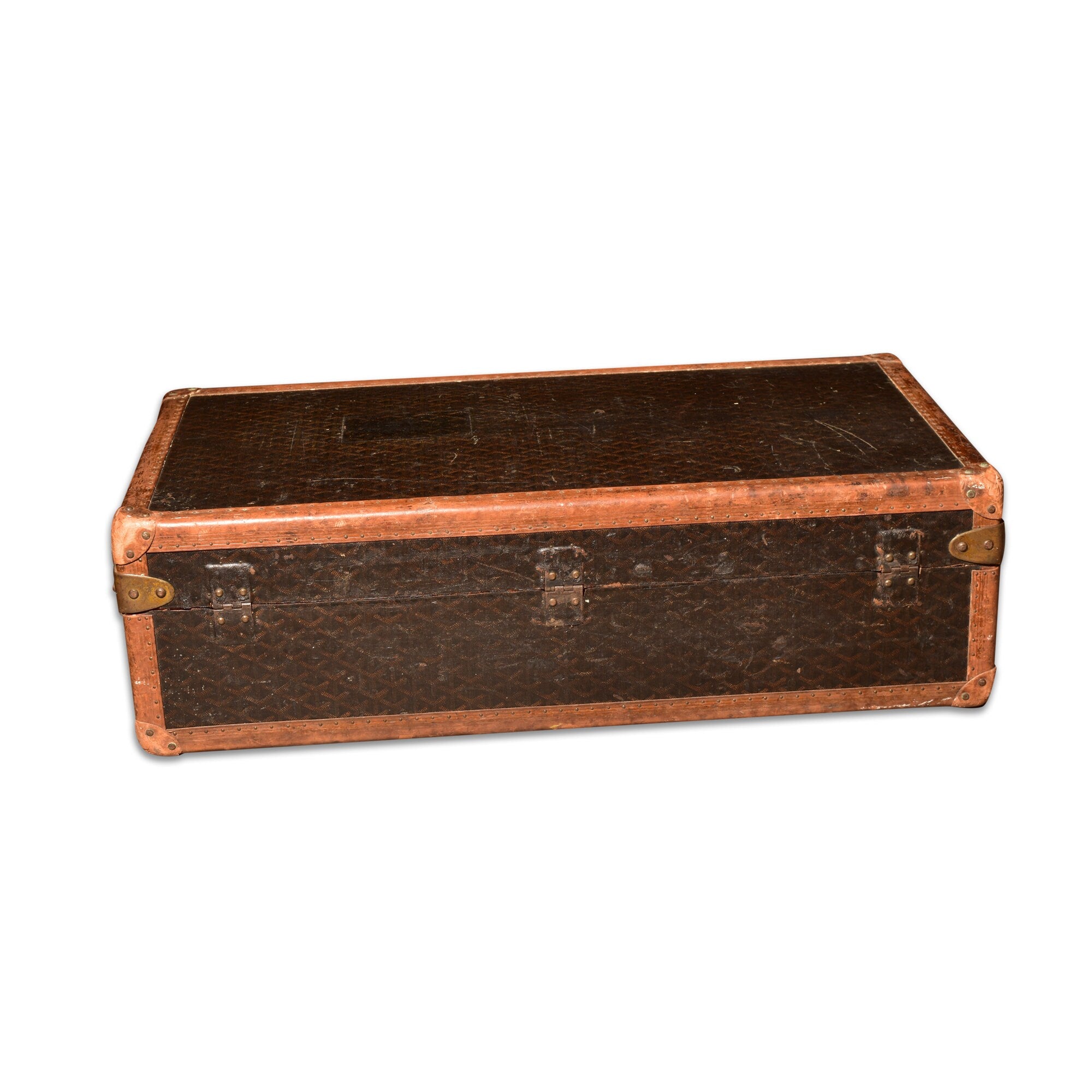 Antique Original Goyard Wanamaker Hard Suitcase Monogram Trunk w/ Original Tray, Shipping Included