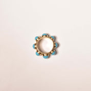 Etruscan-Style 14K Turquoise Cabochon Cigar Band Ring