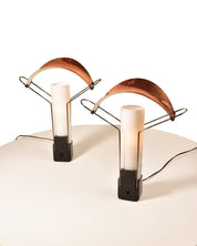 Original 1980's Arteluce "Palio" Dimmer Table Desk Lamp Pair Set, Copper Shade, Made in Italy, Working, 16" H - Good's Vintage
