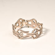 Modernist TAXCO Sterling Silver Link Bracelet By Pedro Castillo, Abstract 925 Flower Link Cuff, 7" L