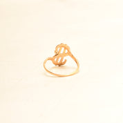 Minimalist 14K Dollar Sign Ring With Diamond Accent, Yellow Gold Money Ring, Estate Jewelry, Size 3 3/4 US