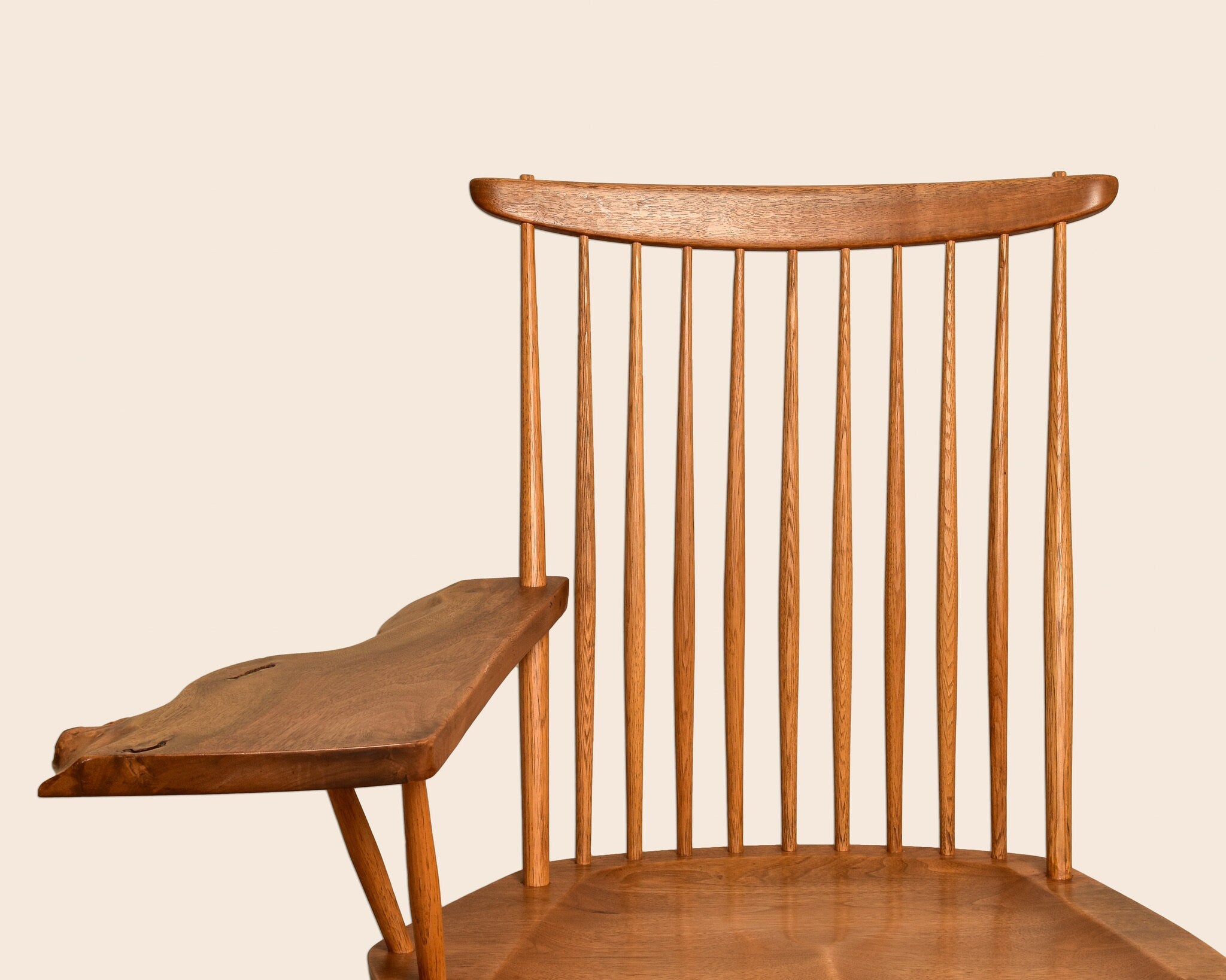 Rare Early GEORGE NAKASHIMA Custom Slab Arm Solid Oak Wood Chair Receipt Papers