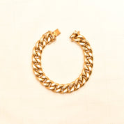 Italian 18K Cuban Link Bracelet, Chunky Yellow Gold Chain Bracelet, Estate Jewelry, 7.25" L