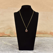 Estate 14K Amethyst Teardrop Pendant Necklace, Gold Ribbon Setting, Snail Link Chain, 18 1/4" - Good's Vintage