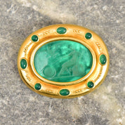 Elizabeth Locke 18K Venetian Glass Intaglio Brooch Pendant, Mother Of Pearl Backing, Designer Jewelry, 2" W