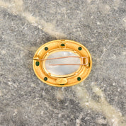 Elizabeth Locke 18K Venetian Glass Intaglio Brooch Pendant, Mother Of Pearl Backing, Designer Jewelry, 2" W