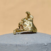 Men's Solid 14K Diamond Eye Sculpted Face Ring, Sculpted Mask Statement Ring, One Of A Kind, .20 TCW, Size 9 US