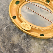 Elizabeth Locke 18K Venetian Glass Intaglio Brooch Pendant, Mother Of Pearl Backing, Designer Jewelry, 2" W