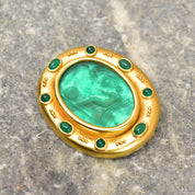 Elizabeth Locke 18K Venetian Glass Intaglio Brooch Pendant, Mother Of Pearl Backing, Designer Jewelry, 2" W