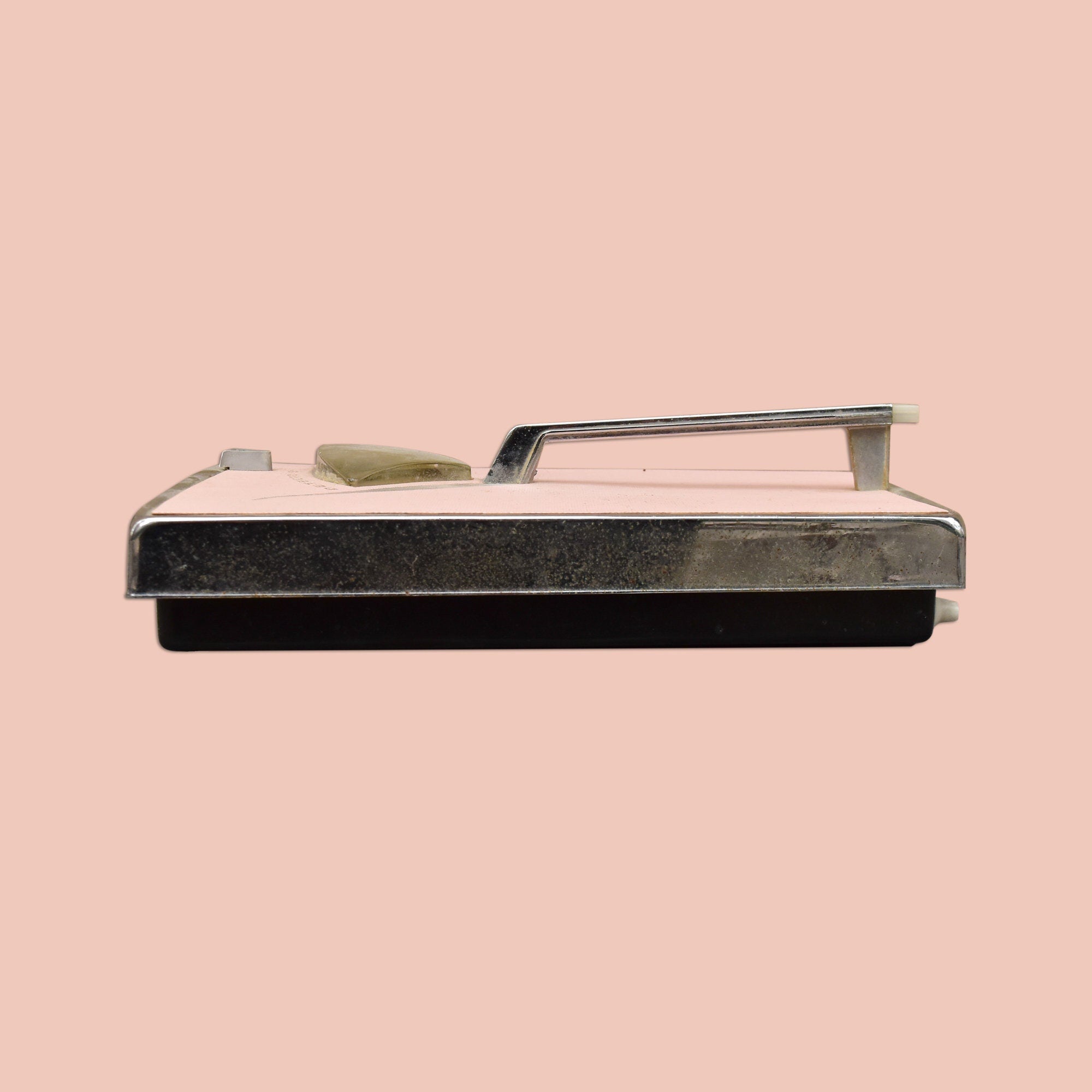 1950's MCM Pink Detecto Stand-A-Way Bathroom Scale, Silver Trim & Handle, Working Condition