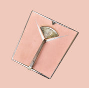 1950's MCM Pink Detecto Stand-A-Way Bathroom Scale, Silver Trim & Handle, Working Condition