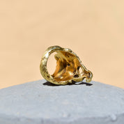 Men's Solid 14K Diamond Eye Sculpted Face Ring, Sculpted Mask Statement Ring, One Of A Kind, .20 TCW, Size 9 US