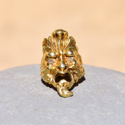 Men's Solid 14K Diamond Eye Sculpted Face Ring, Sculpted Mask Statement Ring, One Of A Kind, .20 TCW, Size 9 US