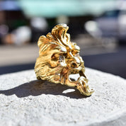 Men's Solid 14K Diamond Eye Sculpted Face Ring, Sculpted Mask Statement Ring, One Of A Kind, .20 TCW, Size 9 US